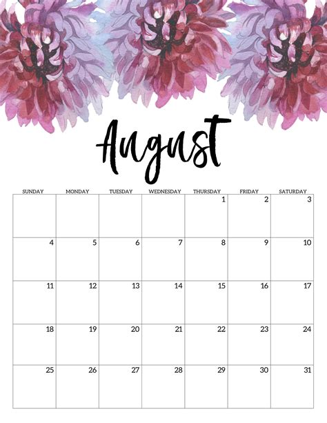 Free Printable Calendar 2019 Floral Paper Trail Design
