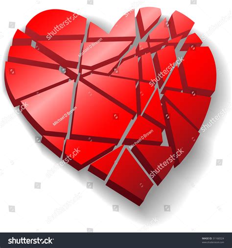 A Heartbroken Shattered Red Valentine Heart Symbol Of Love Broken To