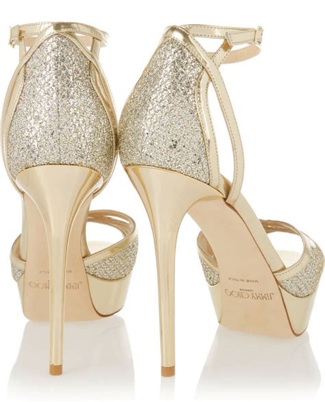 jimmy choo laurita glitter finished leather sandals shoes post