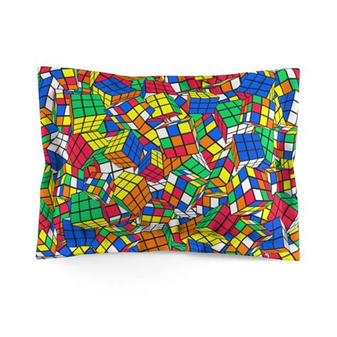 Rubiks Cube Pillow Sham Pile Of Cubes Bedroom Decor Pillow Cover