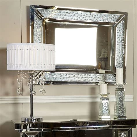 Floating Crystal Rectangle Wall Mirror Large Picture Perfect Home Mirrored Furniture Mirror