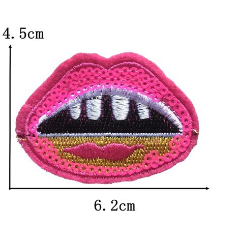 10pcslot Pink Lips Embroidery Patches For Clothes Diy Sewing
