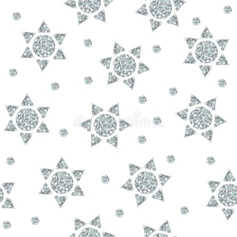 Seamless Pattern With Silver Stars From Dots And Triangles Stock Vector