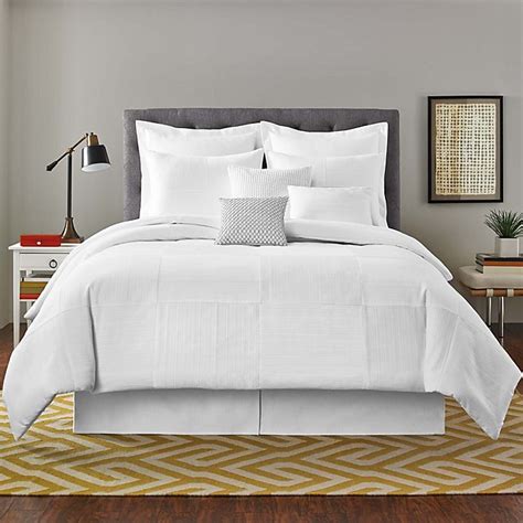 Real Simple Linear Patchwork Comforter Set In White Bed