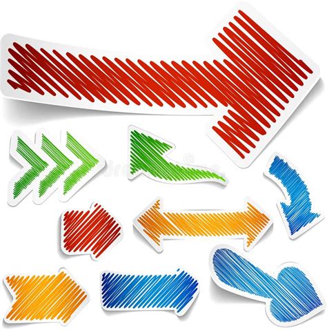 Scribbled Color Arrows Set Stock Vector Illustration Of Label Drawn