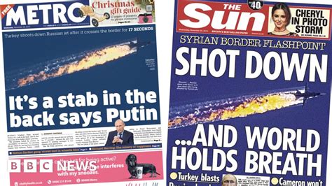 newspaper headlines world on a knife edge after russian jet downed bbc news