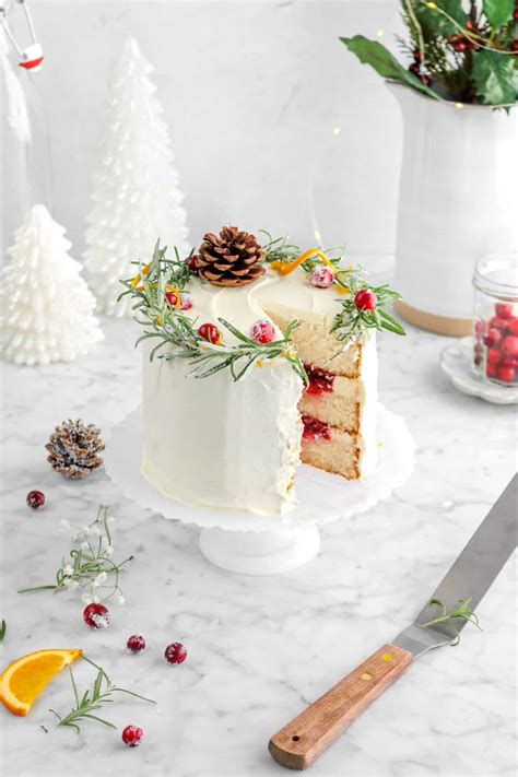 White Christmas Cake With Cranberry Orange Filling And Whipped White