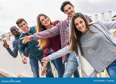 Group Of Friends Having Fun Together Outdoors Stock Image Image Of