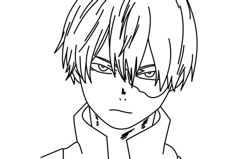 Download Line Draw Shoto Todoroki My Hero Academia Royalty Free