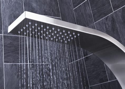 frontline emme thermostatic shower panel with built in massage jets