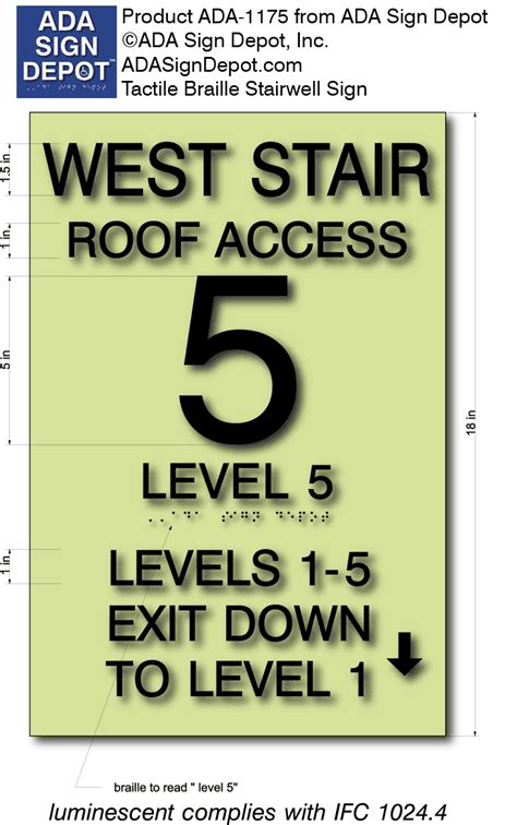 Stairwell Floor Level Signs In Laserglow Photo Luminous Ada Sign Depot