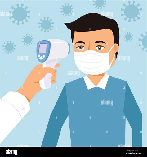 Body Temperature Check Doctor Holding A Non Contact Thermometer In