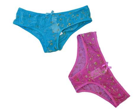 2 Pair Pack Sheer Mesh Glitter Swirl Bikini Panties Cheeky Lingerie