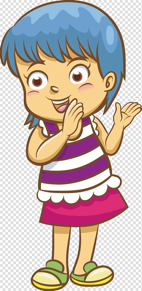 Clapping Cartoon Applause Little Girl Transparent Background Png