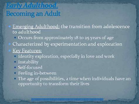 Early Adulthood Psychology And Human Development Lecture 11