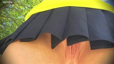 She Is Caught Without Panties In A Short Skirt In The Park Up Skirt