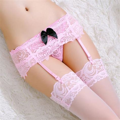 Buy Women Lace Top Thigh Highs Stockings Garter Belt Suspender Set At