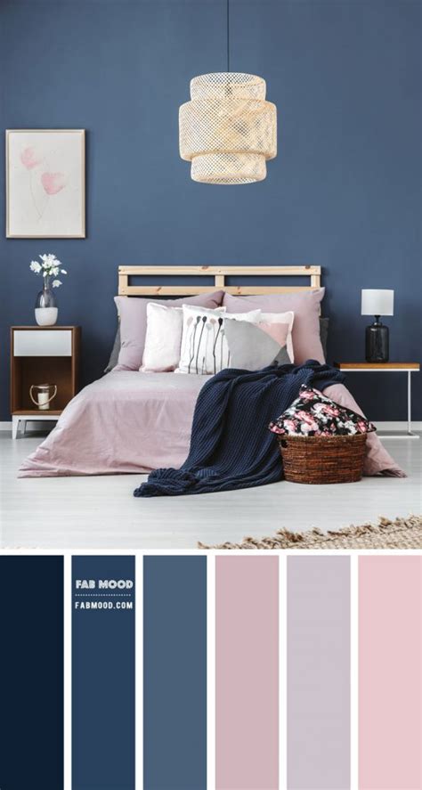 blush mauve  blue grey bedroom colour scheme navy blue colour