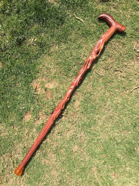 Wooden Walking Cane Red Sandalwood Walking Cane Handcrafted Etsy