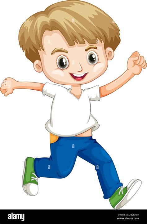 Cute Boy In White Shirt And Blue Jeans Illustration Stock Vector Image