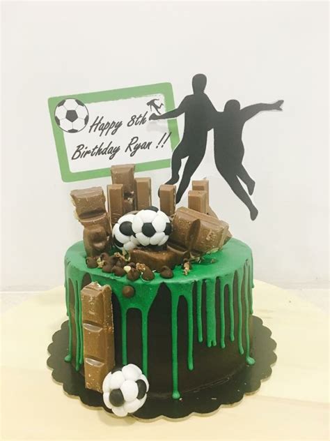Line a 9 round cake pan with parchment and grease with cooking spray. Soccer themed Chocolate Drip Cake | Soccer cake, Boy birthday cake, Football cake