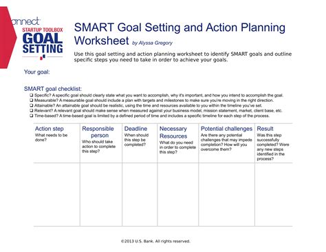 Smart Goals Action Plan Template Example