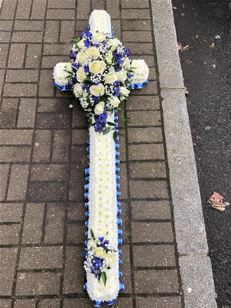 4ft Blue And White Funeral Cross