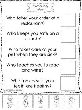 4 community helpers answer the question worksheets
