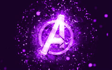Descargar Fondos De Pantalla Logo Violet Avengers 4k Néons Violets