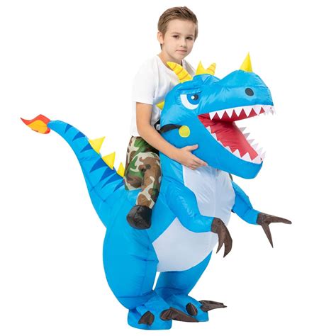 Halloween Inflatable Dinosaur Costume For Kids Riding T Rex Air Blow