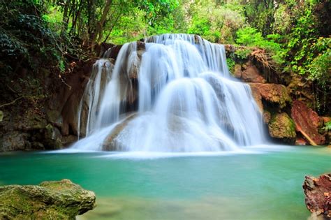 Premium Photo Beautiful Waterfall In Deep Forest