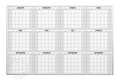 12 Month Dry Erase Planning Calendar Yearly Whiteboard
