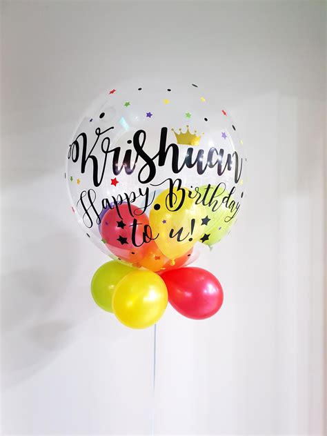 Happy Birthday Stars And Dots Customize Bubble Balloon Size 24 Bu