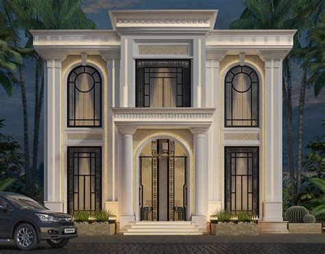 Neo Classic Villa Elevation On Behance In 2021 Classic House Design