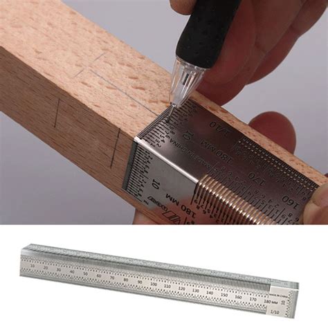 Woodworking Scribing Tool Right Angle Ruler Scale Hole Marking Gauge