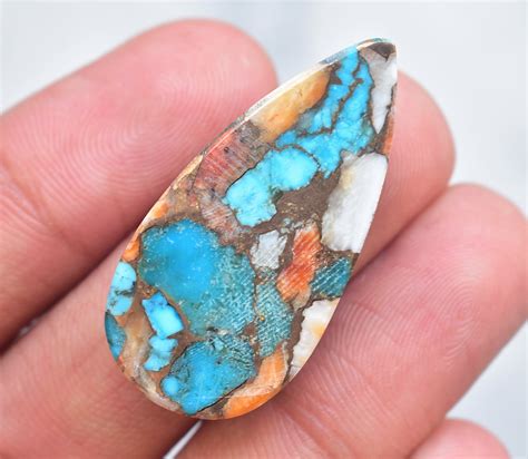 Spiny Oyster Copper Turquoise Cabochon Unique Spiny Oyster Etsy