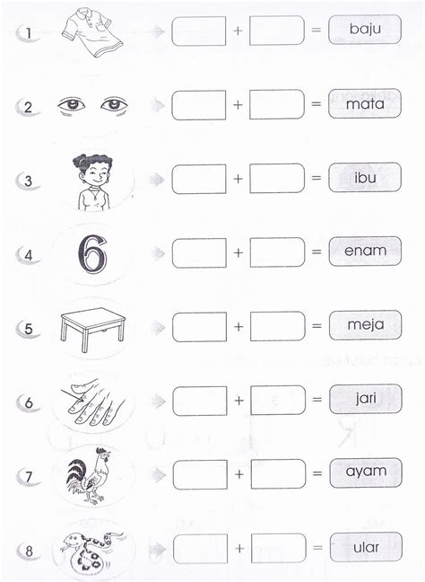 Struktur suku kata sama ada terbuka atau tertutup dan juga kedudukan suku kata sama ada 81 suku kata awal, tengah atau akhir dalam perkataan juga memainkan peranan penting dalam mengehadkan penyebaran segmen vokalik. latihan bahasa malaysia tahun 1 - Google Search ...