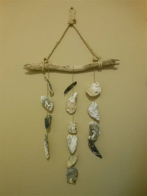 Oyster Shell Wind Chimemobile Beach Creation Driftwood Indoor Etsy
