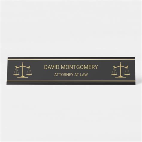 Elegant Gold Scales Of Justice Lawyer Black Desk Name Plate Zazzle