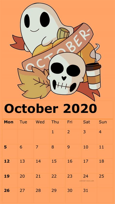 Cute October 2020 Calendar Wallpaper Template