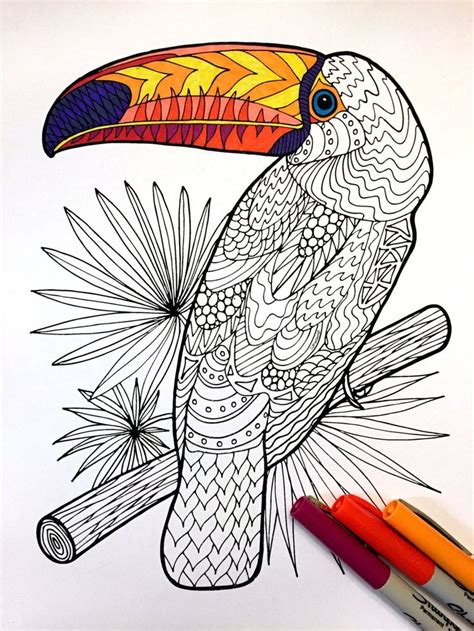 Toucan Pdf Zentangle Coloring Page Coloring Pages Zentangle