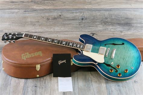 MINT & Lefty! 2018 Gibson ES-335 Figured Left-Handed Semi-Hollow Electric Guitar Aquamarine 