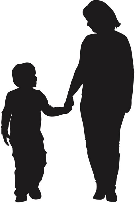 Download Standing Silhouette Human Mother Behavior Child Hq Png Image