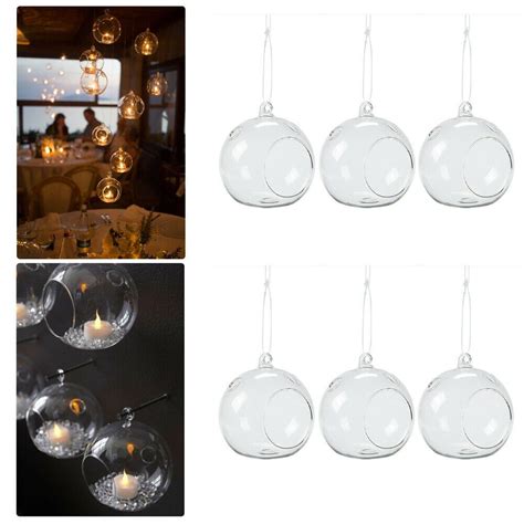 6122436pcs Hanging Candle Tealight Holder Glass Baubles Wedding
