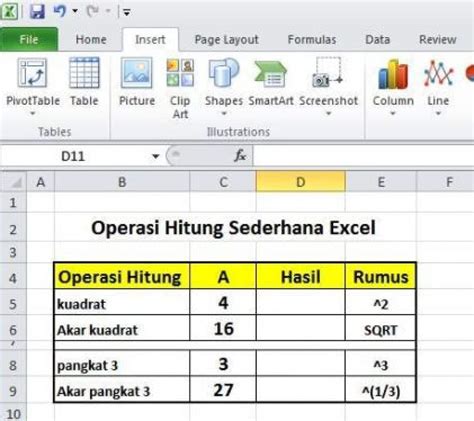 Cara Menghitung Akar Dan Pangkat Dengan Menggunakan Rumus Dalam Excel
