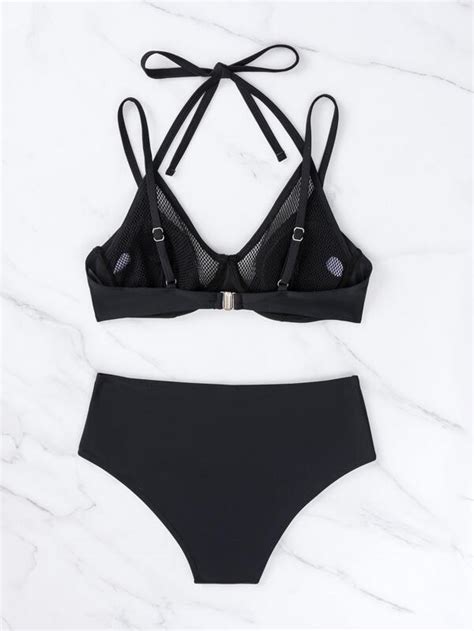 Is That The New Mesh Insert Tie Back High Waisted Bikini Swimsuit
