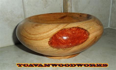 Turned Wood Fall Wood Decor Handmade Plum Wood Bowl Large Cracks