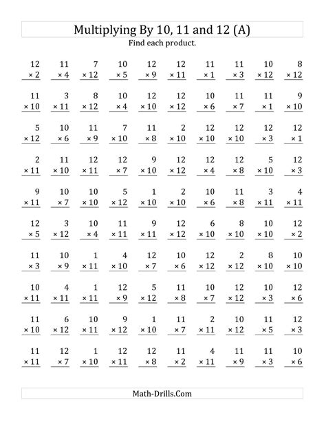 These worksheets for grade 11 linear inequalities, class assignments and. The Multiplying 1 to 12 by 10, 11 and 12 (A) math ...