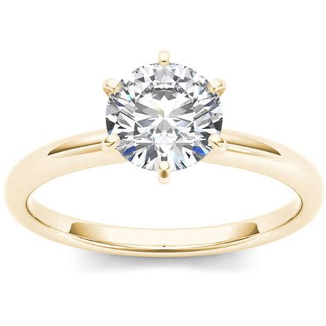 1 Carat T W Diamond Six Prong Solitaire 14kt Yellow Gold Engagement