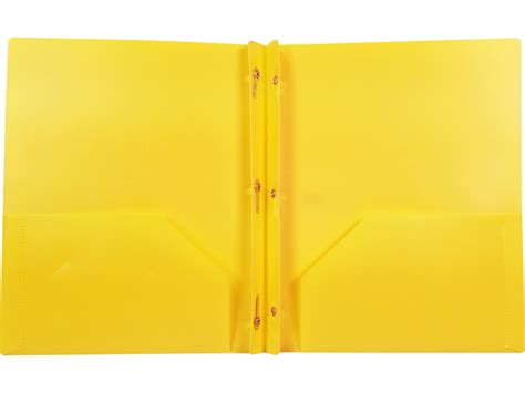2 Pocket Plastic Folder With Fasteners Yellow Pocket Folder